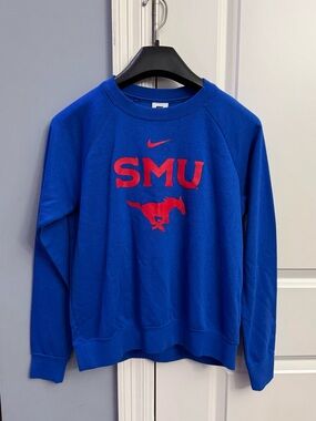 Nike Royal Blue Crewneck Sweatshirt with Red SMU Logo